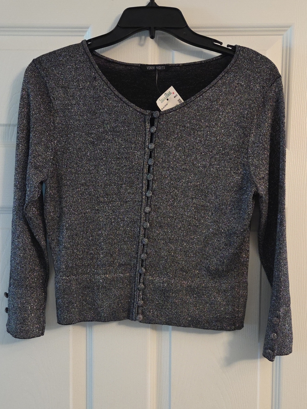 Venini Metallic Silver Button-Front Cardigan